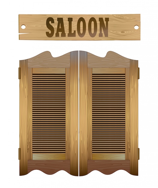 Saloon doors and signboard above.