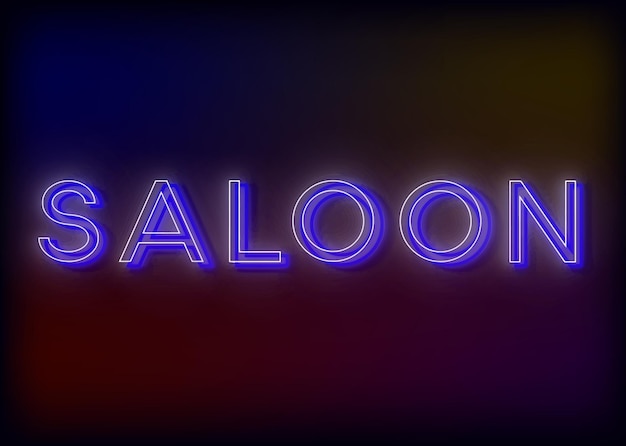 Saloon  neon sign design for your business luminous sign saying  Saloon