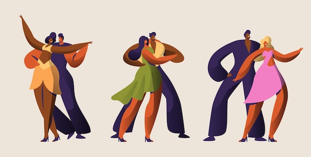 Salsa Party Dancer Couple Character Set.