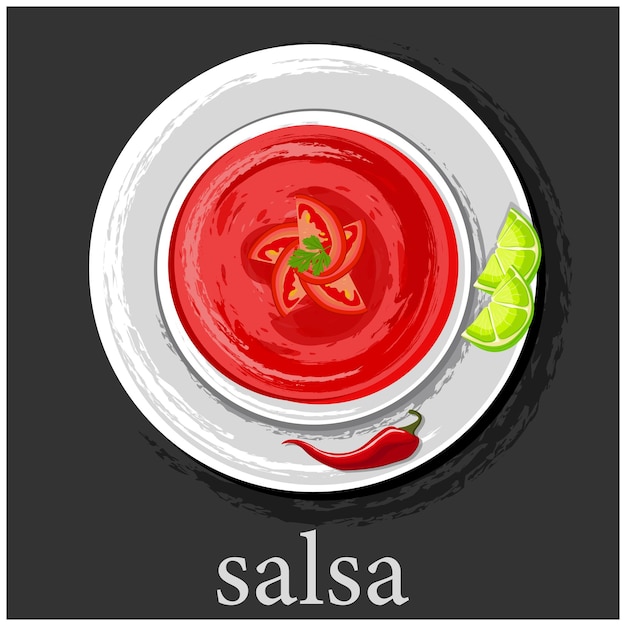 Salsa with tomato ketchup in a plate