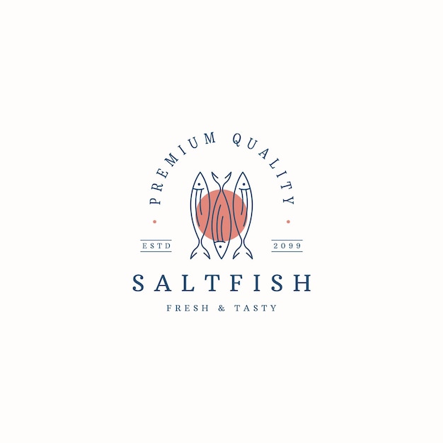 Salt fish logo icon design template flat vector illustration