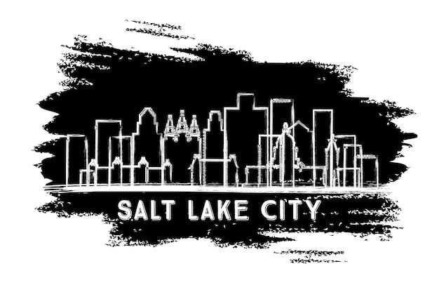 Schizzo disegnato a mano della siluetta dell'orizzonte della città di salt lake city utah usa