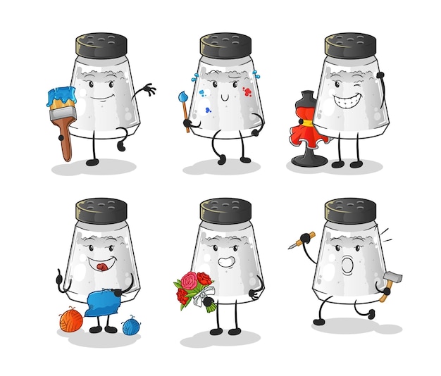 Salt shaker artist group character cartoon mascot vector