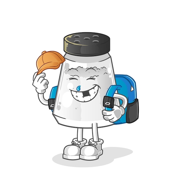 Salt shaker goes to school vector cartoon character