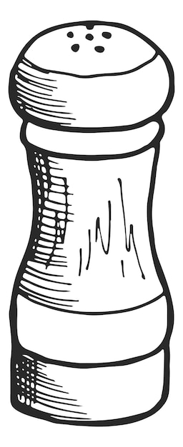 Солонка в стиле ручной работы Эскиз контейнера для приправ изолирован на белом фоне