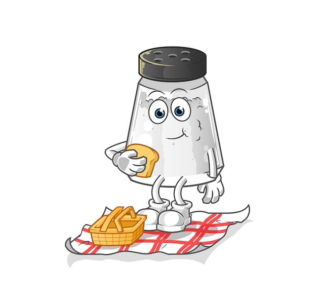 Vector salt shaker on a picnic cartoon cartoon mascot vector