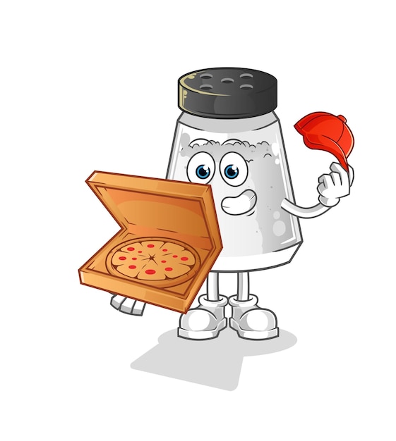 Доставщик пиццы в солонке векторный мультипликационный персонаж