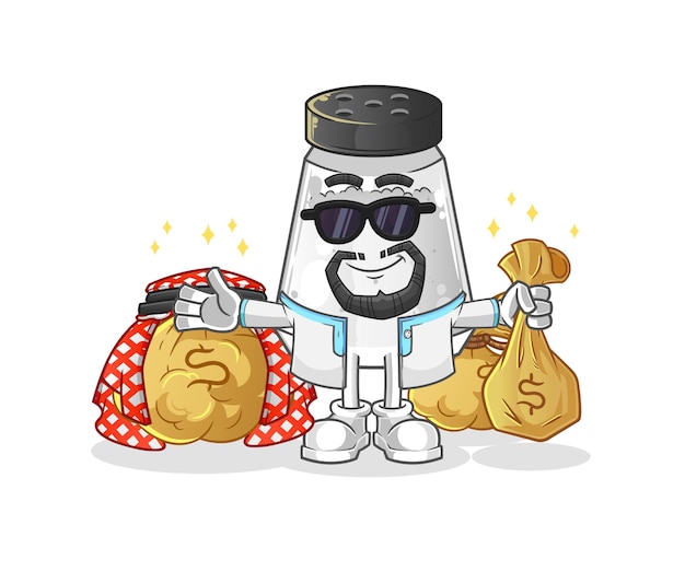 Salt shaker rich arabian mascot cartoon vector