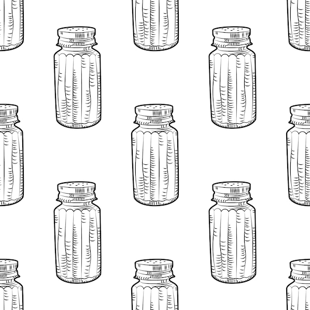 Salt shaker seamless pattern on white background.