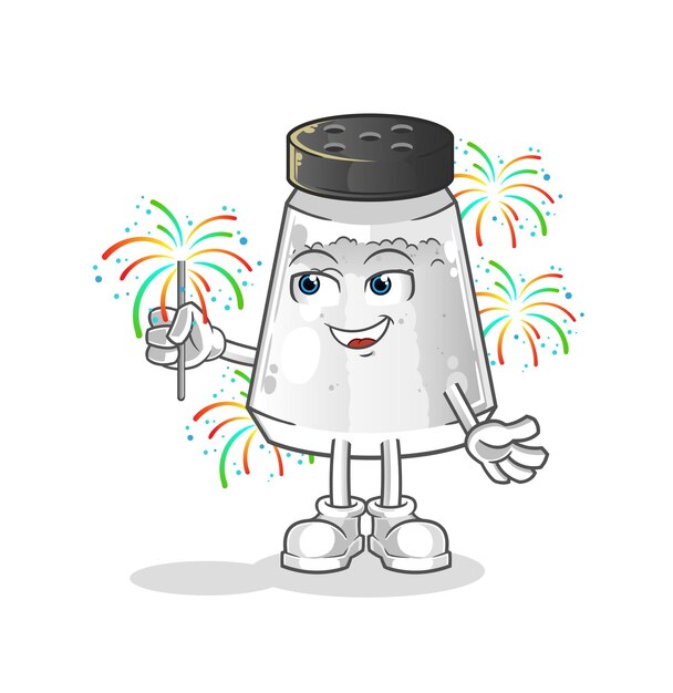 Salt shaker with fireworks mascot cartoon vector