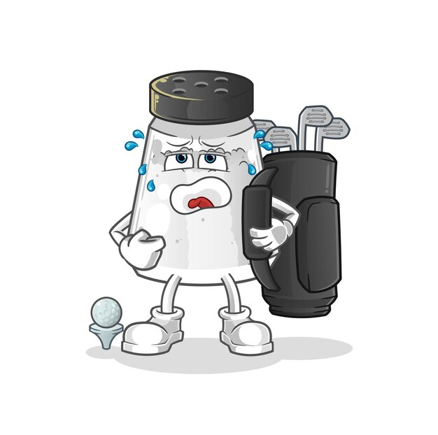 Salt shaker with golf equipment cartoon mascot vector