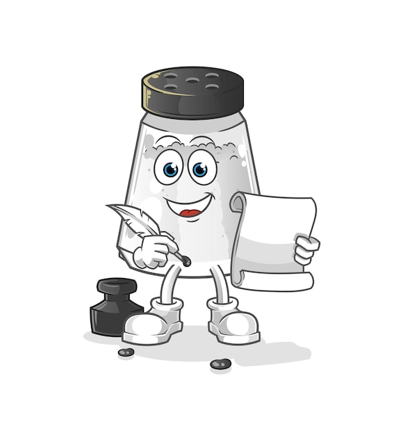 Salt shaker writer vector cartoon character