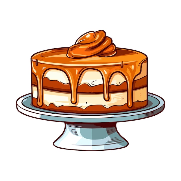 Vector salted caramel cake clip art illustration