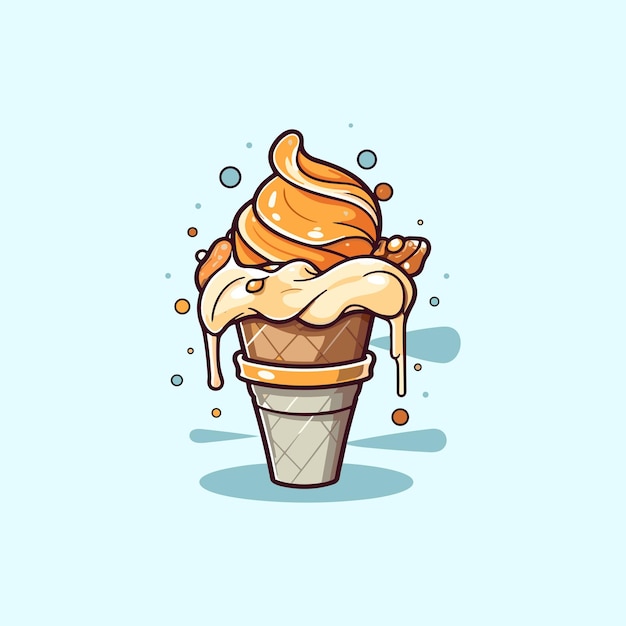 salted caramel ice cream clip art illustration