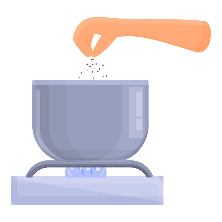 Vector salting soup pan icon cartoon of salting soup pan vector icon for web design isolated on white background