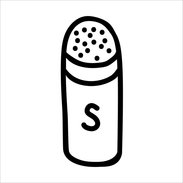 Saltshaker 벡터 낙서 손으로 그린 그림 흰색 배경에 고립