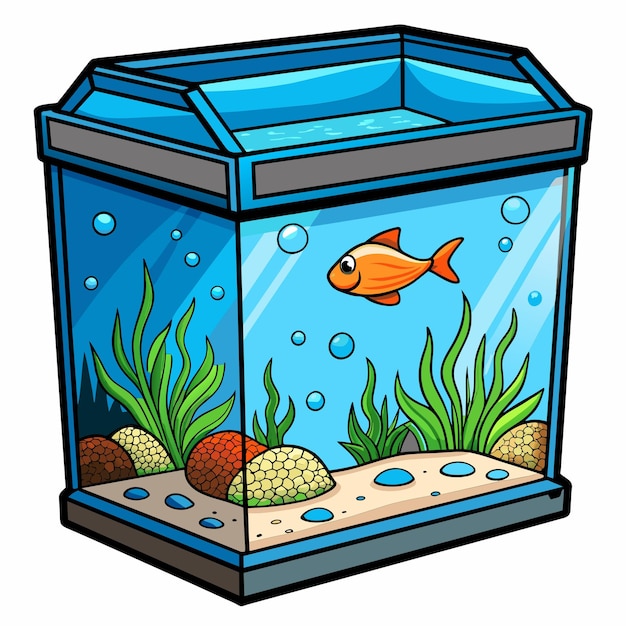 Vector saltwater or freshwater fish tank sea tropical color fish in aquarium