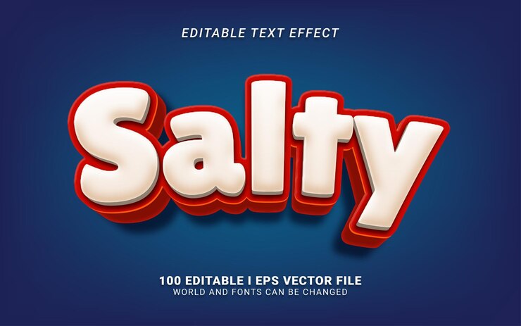 Salty 3d style text effect design
