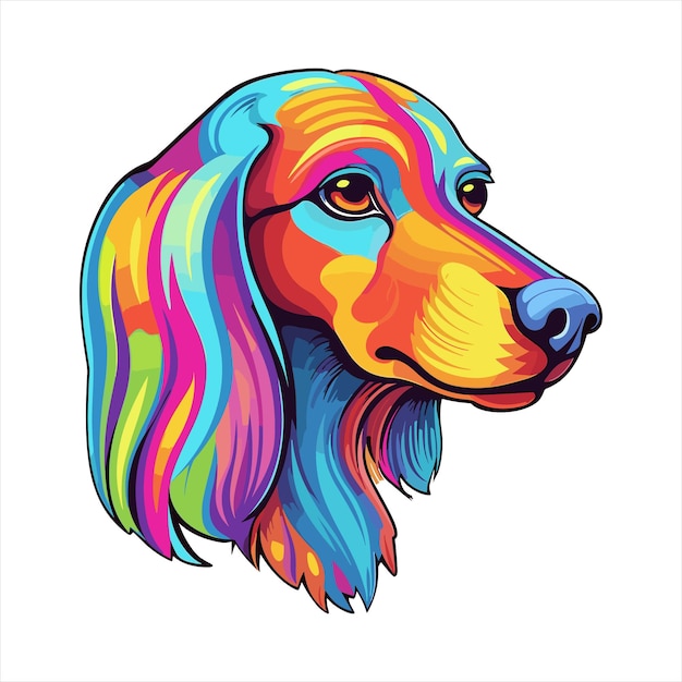 Vettore razza di cane saluki cartoon colorato kawaii personaggio animale domestico isolato adesivo illustrazione