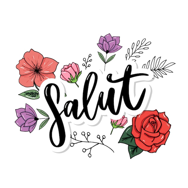 Vector salut brush hand calligraphy lettering