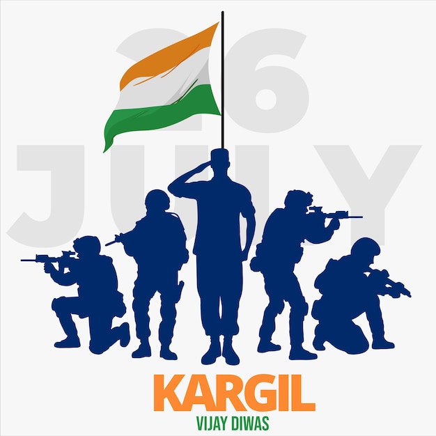 벡터 카길 비자이 디와스 (kargil vijay diwas) 에 우리 군인에게 경의를 표합니다.