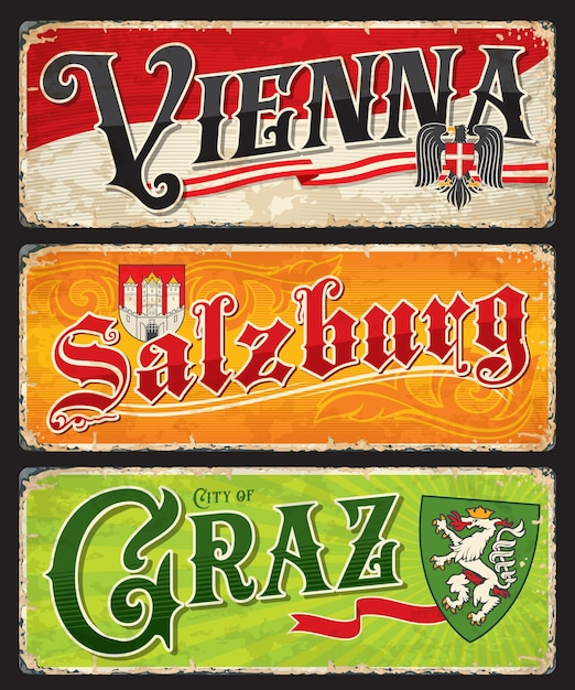 Salzburg vienna graz austrian city travel plates