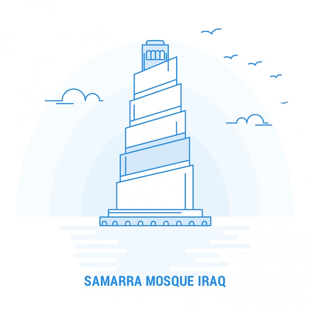 Vector samarra mosque iraq blue landmark