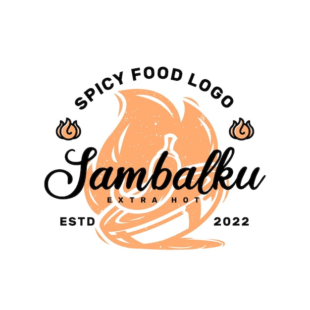 Modello di logo per cibo piccante sambalku