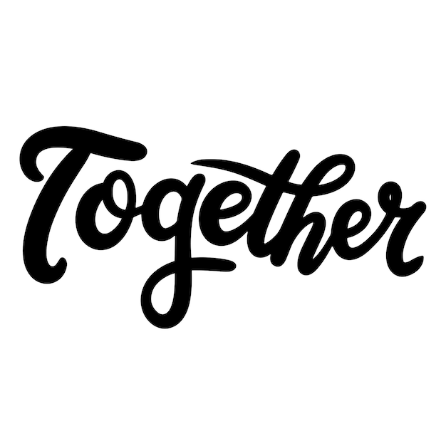 Samen inscriptie Handschrift één woord Samen geïsoleerd op witte achtergrond Belettering woord