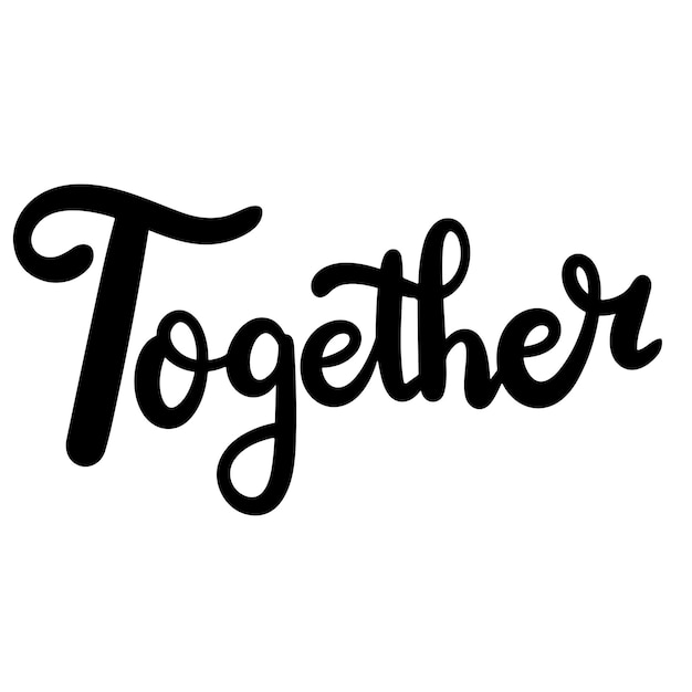 Samen inscriptie Handschrift één woord Samen geïsoleerd op witte achtergrond Belettering woord