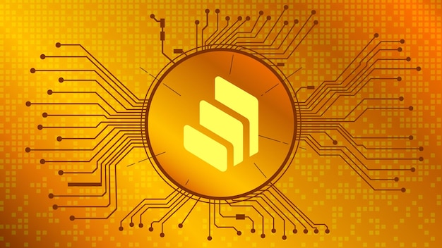 Samengestelde COMP cryptocurrency token symbool van het DeFi-project in cirkel met PCB-tracks op gouden achtergrond Valutapictogram gedecentraliseerde financiële programma's Vector Eps10