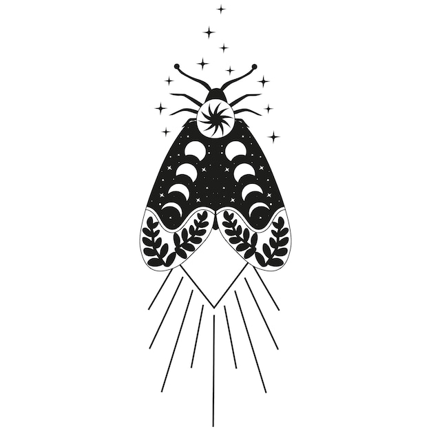 Samenstelling Tarot Mystery Moon Moth vector illustratie