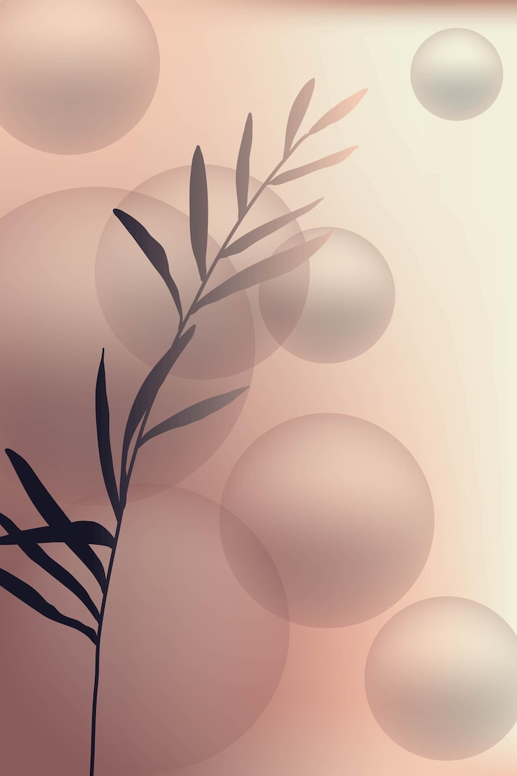 Vector samenstelling van abstracte vormen botanische elementen gradiënt bruine kleur minimalisme handgetekende