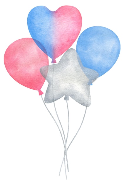 Vector samenstelling van ballonnen in grijs roze blauw leuke feestelijke clipart illustratie van een aerodesign