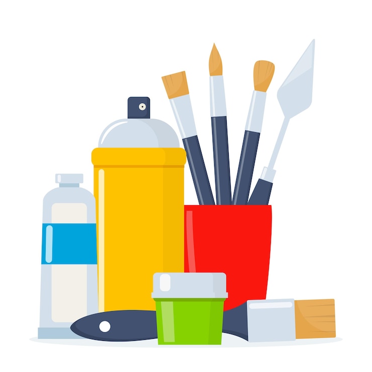 Vector samenstelling van tekengereedschappen diverse tekenbenodigdheden creatieve materialen tekenen