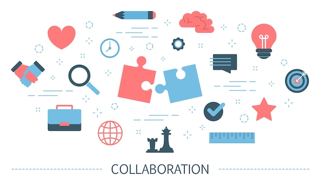 Samenwerking concept. idee van partnerschap en teamwerk. communicatie met partner en ondersteuning tijdens het samenwerken. geïsoleerd