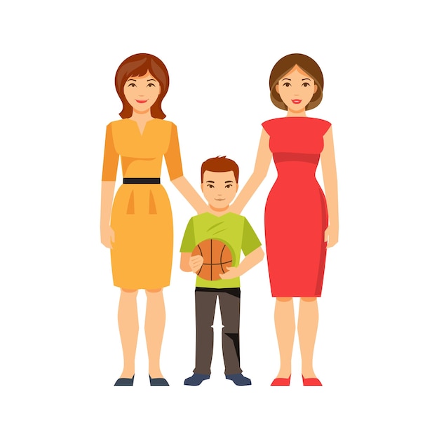 Vector samesex parents vector illustration