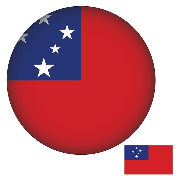 Samoa flag round shape vectors