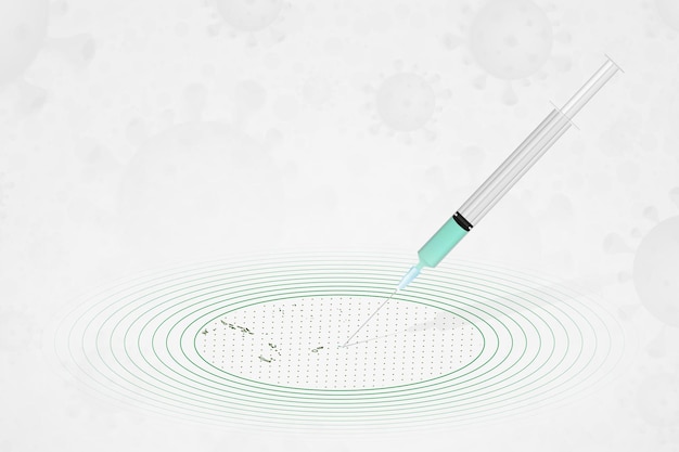 Iniezione di vaccino per il concetto di vaccinazione delle samoa nella mappa delle samoa