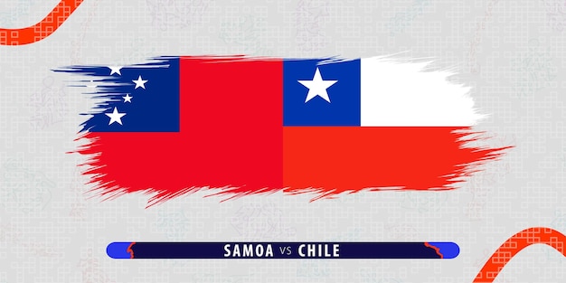 Samoa vs Chile international rugby match illustration in brushstroke style Abstract grungy icon for rugby match