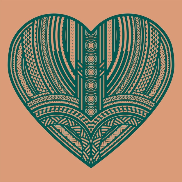 Vector samoan motif filled heart