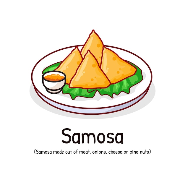 Vector samosa arabian indian cuisine snack