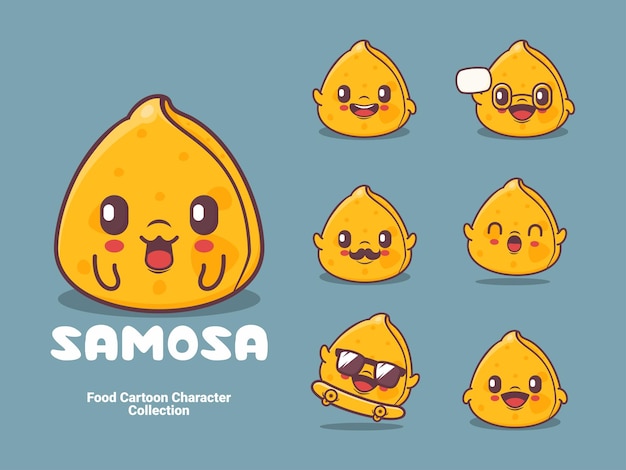 Samosa cartoon karakter voedsel vectorillustratie