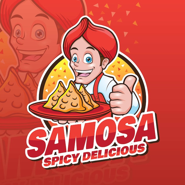 Samosa 요리사 마스코트 벡터 디자인