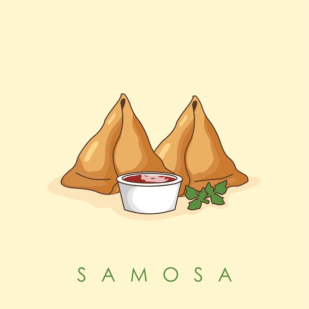 Samosa illustration indian food vector stock