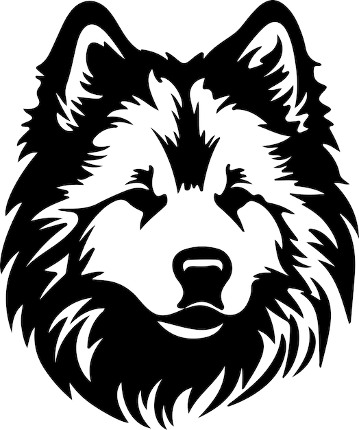 Vector samoyed black silhouette with transparent background