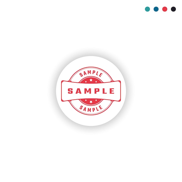 SAMPLE Sticker Sign or Stamp Round Label on White Background