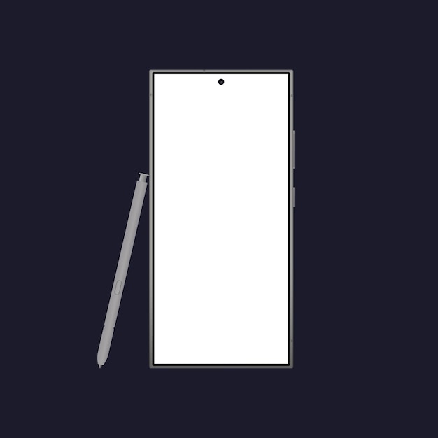 Samsung Galaxy S24 Ultra Титановый серый цвет Редакционная изолированная икона телефона и стилуса Передний вид Новый шаблон Galaxy S24 ultra Реалистичный векторный значок