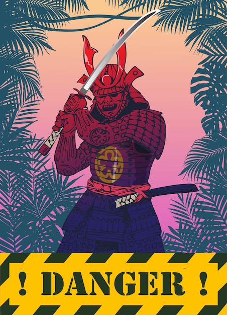 samurai in an ambush against the jungle