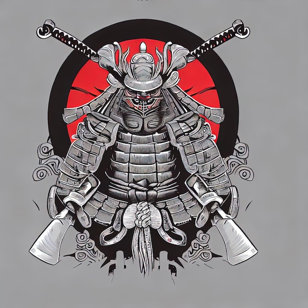 Vector samurai artwork traditional vector illustration